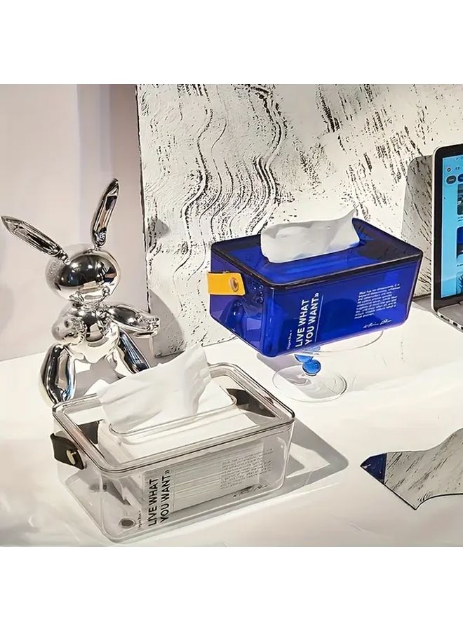 Transparent Grey Modern Minimalist Tissue Box Holder Acrylic Dispenser For Living Room Bathroom Office - Image 1